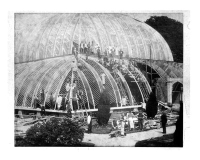 Reparaties aan de Grote Kas in Chatsworth, Derbyshire in de late 19e eeuw door English School
