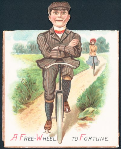 Man en vrouw fietsen door landweg, kaart door English School