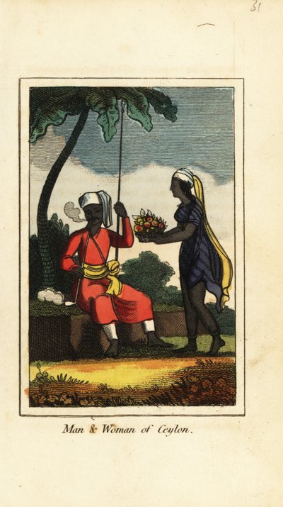 Man en vrouw van Ceylon (Sri Lanka) door English School