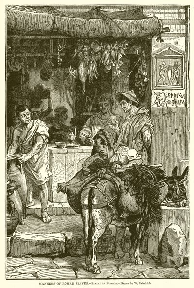 Manieren van Romeinse slaven. Straat in Pompeii door English School