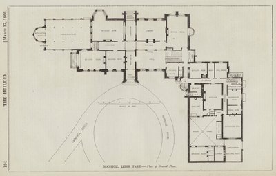 Herenhuis, Leigh Park, Plattegrond van de Begane Grond (gravure) door English School