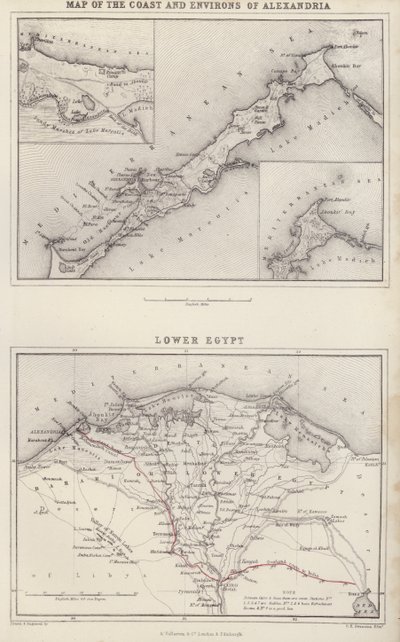 Kaart: Kaart van de Kust en Omgeving van Alexandrië; Neder-Egypte door English School
