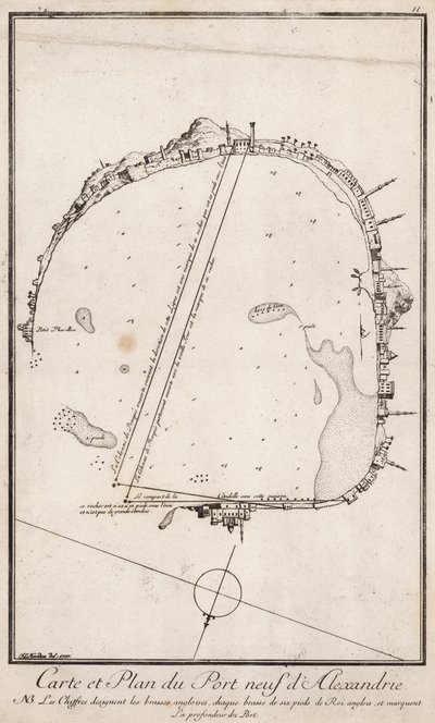 Kaart en plan van de haven van Alexandrië, Egypte door English School