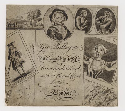 Kaart- en prentenverkoper, George Pulley, handelskaart door English School