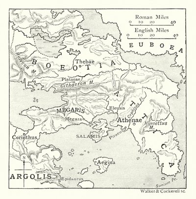 Kaart inclusief Attica, met Salamis en Aegina, Boeotia, Megaris, en een deel van Corinthia en Argolis door English School