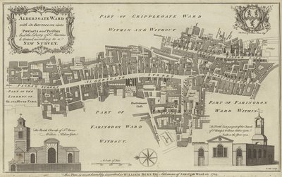 Kaart van Aldersgate Ward, City of London door English School