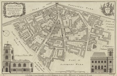 Kaart van Aldgate Ward, Londen door English School