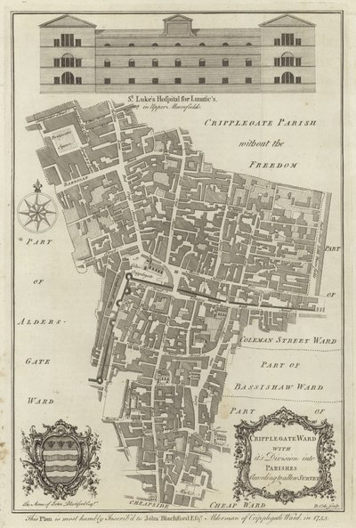 Kaart van Cripplegate Ward, Londen door English School