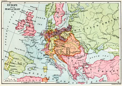 Kaart van Europa na de Vrede van Tilsit in 1807, uit 