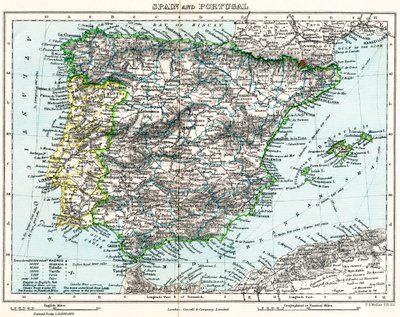 Kaart van Spanje en Portugal uit Milner