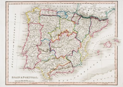 Kaart van Spanje en Portugal, uit 