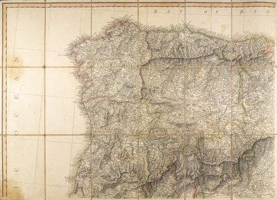 Kaart van Spanje die naar verluidt is gebruikt door de Hertog van Wellington door English School