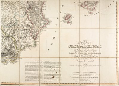 Kaart van Spanje, gezegd te zijn gebruikt door de hertog van Wellington door English School