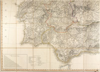 Kaart van Spanje, gezegd te zijn gebruikt door de hertog van Wellington door English School