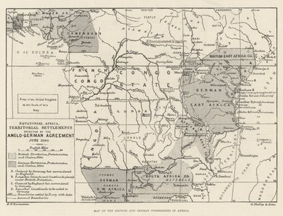 Kaart van de Britse en Duitse bezittingen in Afrika door English School