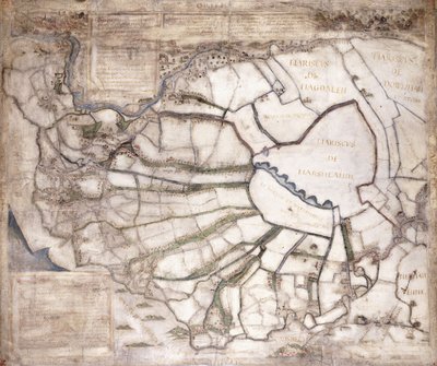 Kaart van de Zeven Moerasland Gemeenten, na 1581 door English School