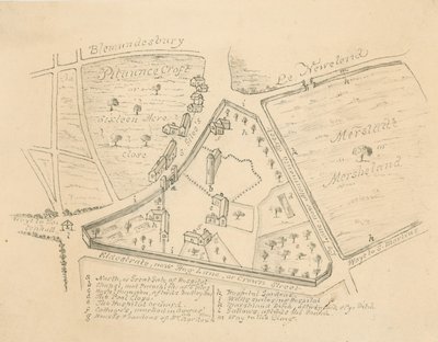 Kaart van de parochie van St Giles in the Fields, Londen door English School