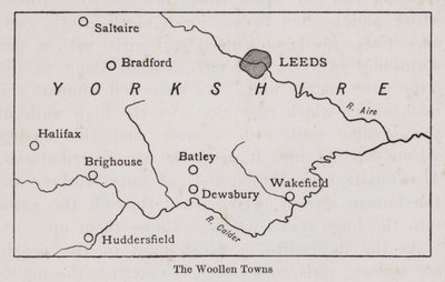 Kaart die de Wolsteden van Yorkshire toont (litho) door English School