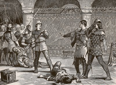 Marcel en de dauphin van Frankrijk, illustratie uit Cassells Geïllustreerde Geschiedenis van Engeland door English School
