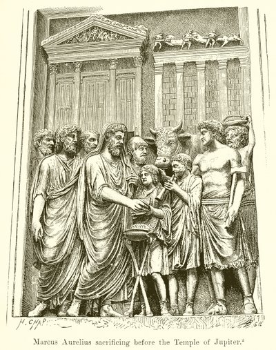 Marcus Aurelius offert voor de tempel van Jupiter door English School