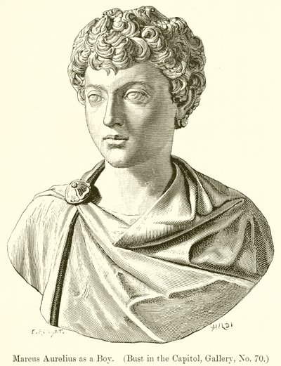 Marcus Aurelius als jongen. (Buste in het Capitool, galerij, nr. 70) door English School