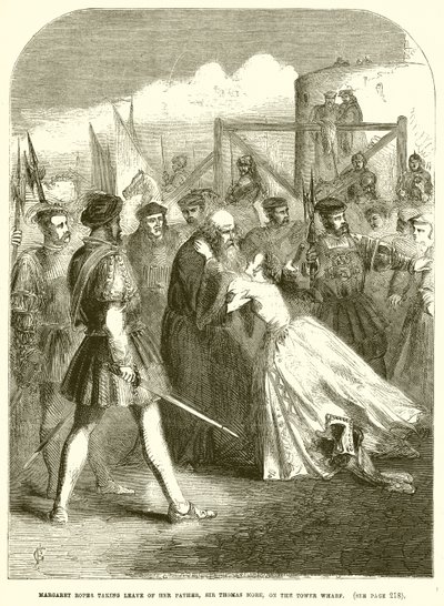 Margaret Roper die afscheid neemt van haar vader, Sir Thomas More, op de Tower Wharf door English School