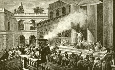 Marcus Antonius toont het volk het lijk van Caesar door English School