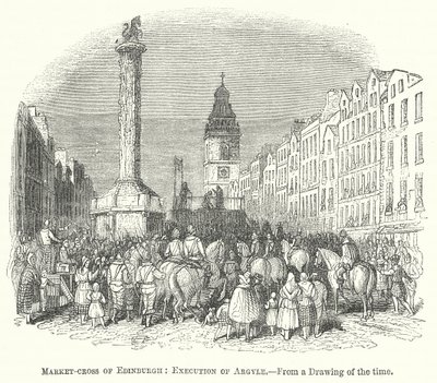 Marktkruis van Edinburgh: Executie van Argyle (gravure) door English School