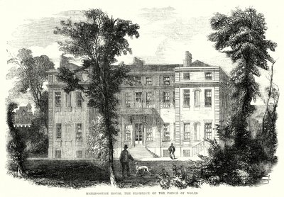 Marlborough House, de residentie van de Prins van Wales (gravure) door English School