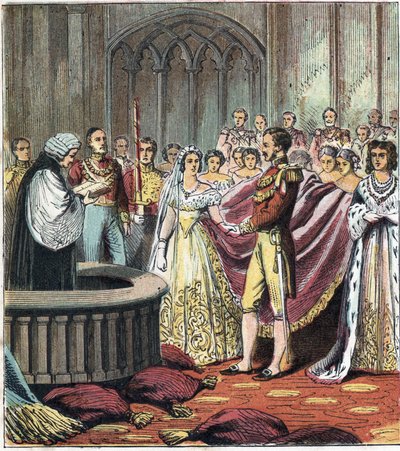 Huwelijk van koningin Victoria I (1819-1901) en prins Albert van Saksen Coburg Gotha door English School