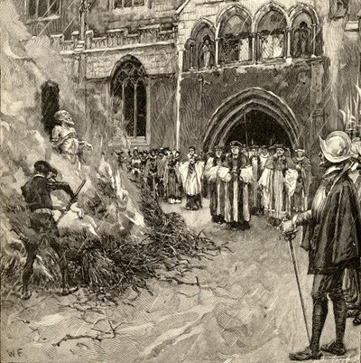 Martelaarschap van John Hooper (c.1495-1555) in Gloucester door English School