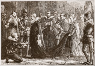Mary Queen of Scots betreedt Holyrood, illustratie uit De Geschiedenis van het Protestantisme door James Aitken Wylie, 1878 door English School