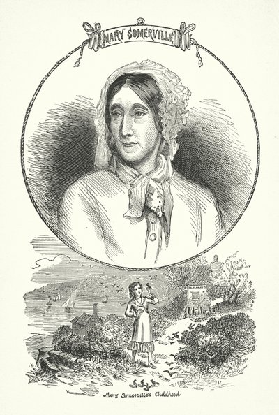 Mary Somerville, Schotse wetenschapper en schrijver (gravure) door English School