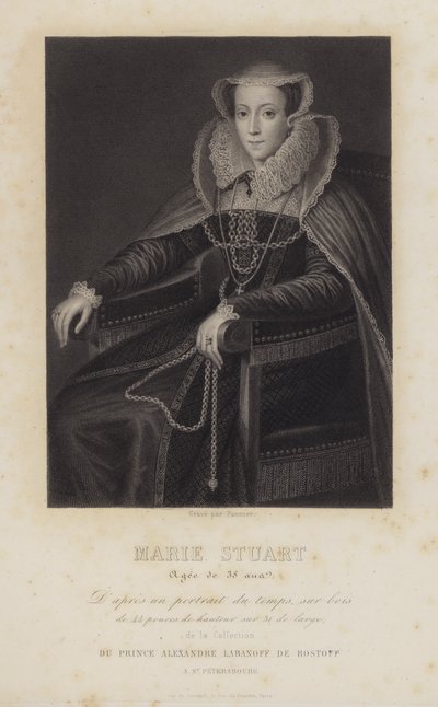 Mary Stuart, koningin van Schotland, 38 jaar oud (gravure) door English School