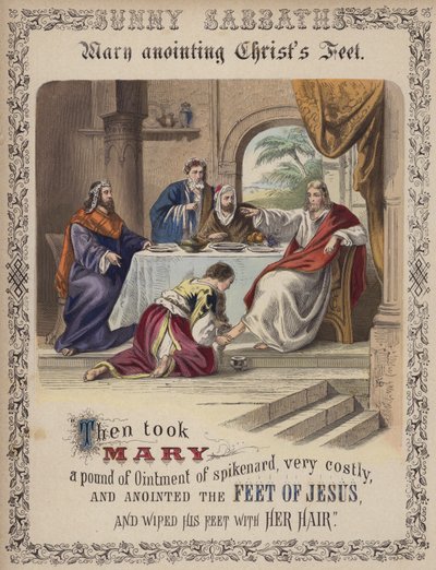 Maria zalft de voeten van Christus door English School