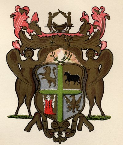 Vrijmetselaarsbanier in het bezit van de Lodge of York, ca. 1776, uit The History of Freemasonry, volume II, uitgegeven door Thomas C. Jack, Londen, 1883 door English School