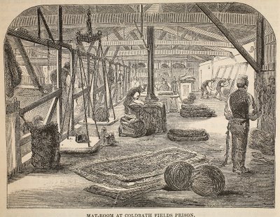 Mattenkamer in Coldbath Fields Prison, illustratie uit The Criminal Prisons of London and Scenes from Prison Life door Henry Mayhew en John Binny, uitgegeven in 1862 door English School