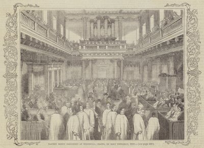 Maundy Money Processie in Whitehall Chapel, op Witte Donderdag, 1844 door English School