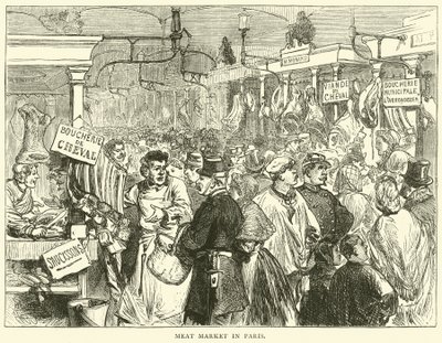 Vleesmarkt in Parijs, oktober 1870 door English School