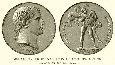 Medaille geslagen door Napoleon in afwachting van de invasie van Engeland door English School
