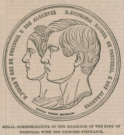 Medaille ter herdenking van het huwelijk van de koning van Portugal met prinses Stephanie door English School