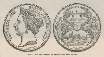 Medaille voor de opening van de nieuwe Blackfriarsbrug, Londen door English School