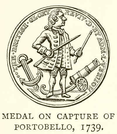 Medaille op de verovering van Portobello, 1739 door English School