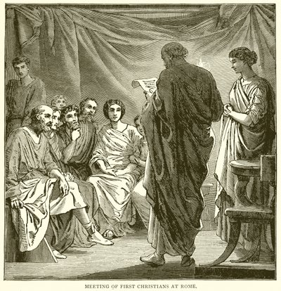 Bijeenkomst van de Eerste Christenen in Rome door English School