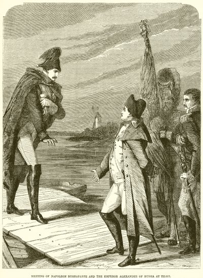 Ontmoeting van Napoleon Bonaparte en de Keizer Alexander van Rusland in Tilsit door English School