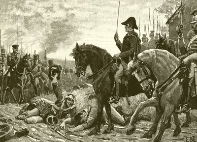 Ontmoeting van Wellington en Blücher na de slag bij Waterloo door English School