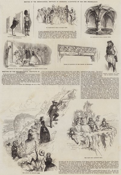 Bijeenkomst van het Archeologisch Instituut in Edinburgh (gravure) door English School