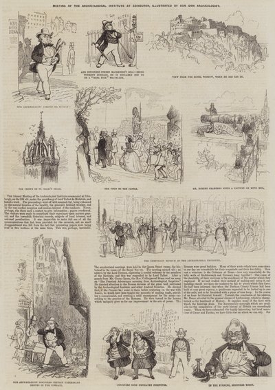 Bijeenkomst van het Archeologisch Instituut in Edinburgh (gravure) door English School