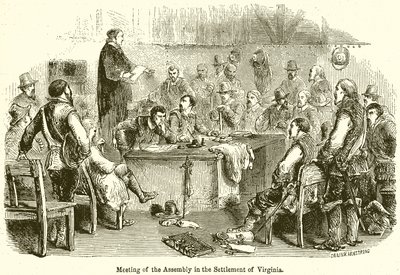 Vergadering van de assemblee in de nederzetting Virginia door English School