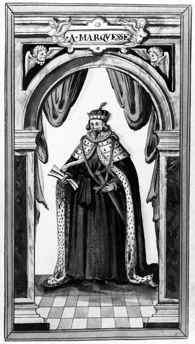 Lid van de Orde van de Kousenband en Koninklijke en Waardevolle Dienaar van Karel I en II, uit de serie Walkers Arms of Nobility door Sir Edward Walker, 17e eeuw door English School